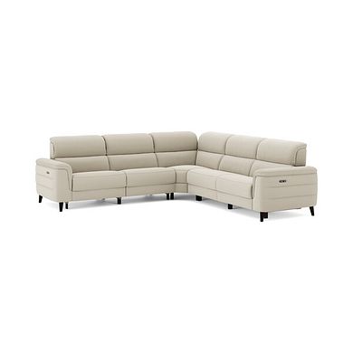 Cassius Large Corner Electric Recliner Sofa in Bella Barley White Fabric