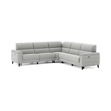Cassius Large Corner Electric Recliner Sofa in Bella Lead Grey Fabric