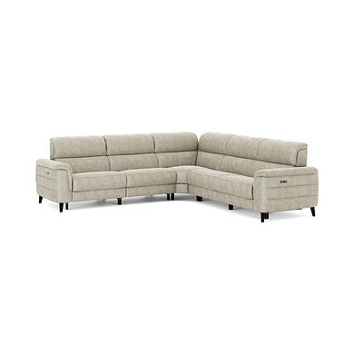 Cassius Large Corner Electric Recliner Sofa in Marble Cream Fabric