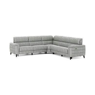 Cassius Large Corner Electric Recliner Sofa in Marble Silver Fabric