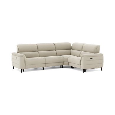 Cassius Left hand Corner Electric Recliner Sofa in Bella Barley White Fabric