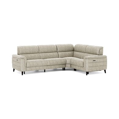 Cassius Left hand Corner Electric Recliner Sofa in Marble Cream Fabric