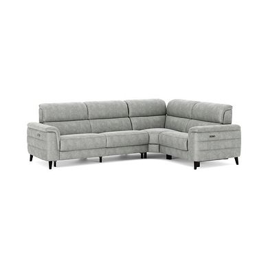 Cassius Left hand Corner Electric Recliner Sofa in Marble Silver Fabric