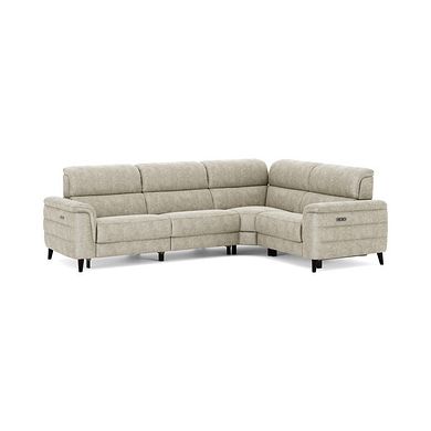 Cassius Left hand Corner Electric Recliner Sofa with Adjustable Power Headrests in Marble Cream Fabric