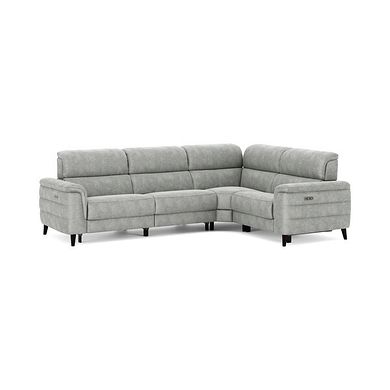 Cassius Left hand Corner Electric Recliner Sofa with Adjustable Power Headrests in Marble Silver Fabric