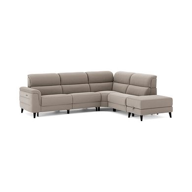 Cassius Left hand Corner Electric Recliner Sofa with Storage Chaise and Power Headrests in Bella Latte Fabric