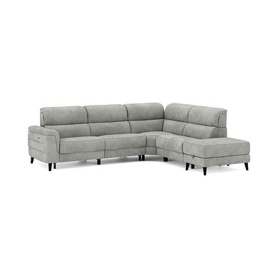 Cassius Left hand Corner Electric Recliner Sofa with Storage Chaise and Power Headrests in Dexter Stone Fabric