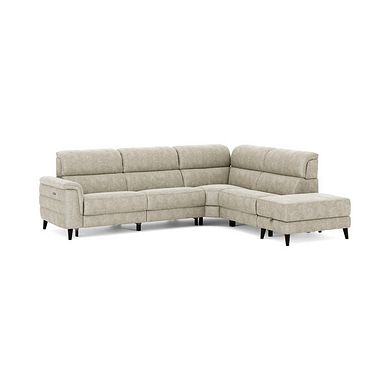 Cassius Left hand Corner Electric Recliner Sofa with Storage Chaise and Power Headrests in Marble Cream Fabric