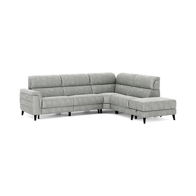 Cassius Left hand Corner Electric Recliner Sofa with Storage Chaise and Power Headrests in Marble Silver Fabric
