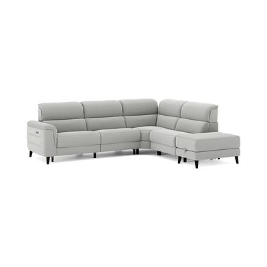 Cassius Left hand Corner Electric Recliner Sofa with Storage Chaise in Bella Lead Grey Fabric