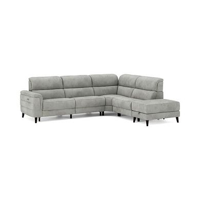 Cassius Left hand Corner Electric Recliner Sofa with Storage Chaise in Dexter Stone Fabric