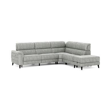 Cassius Left hand Corner Electric Recliner Sofa with Storage Chaise in Marble Silver Fabric