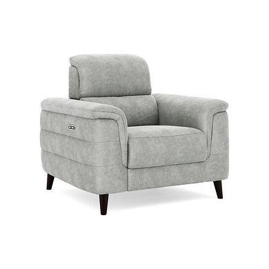 Cassius Power Recliner Armchair in Marble Silver Fabric