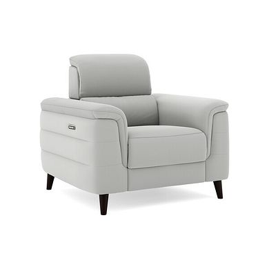Cassius Power Recliner Armchair with Adjustable Power Headrest and Speakers in Bella Lead Grey Fabric