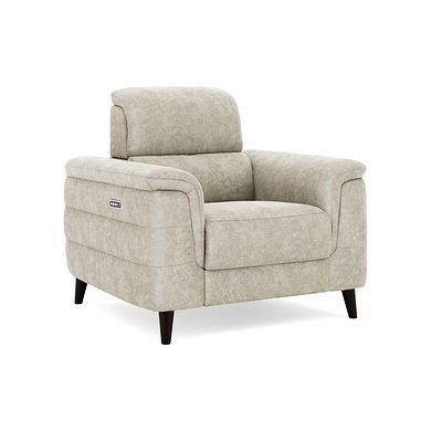 Cassius Power Recliner Armchair with Adjustable Power Headrest and Speakers in Marble Cream Fabric