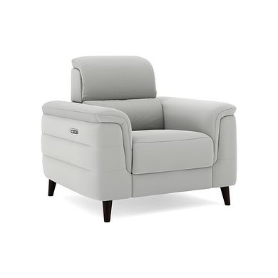 Cassius Power Recliner Armchair with Adjustable Power Headrest in Bella Lead Grey Fabric