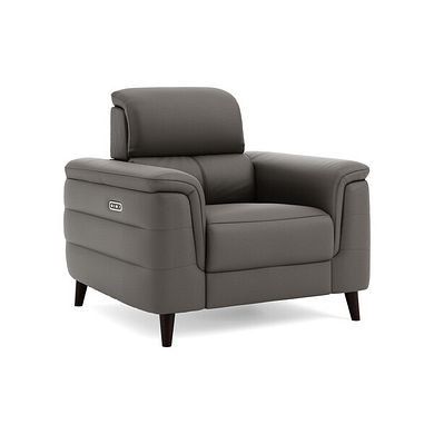 Cassius Power Recliner Armchair with Adjustable Power Headrest in Elephant Grey Leather