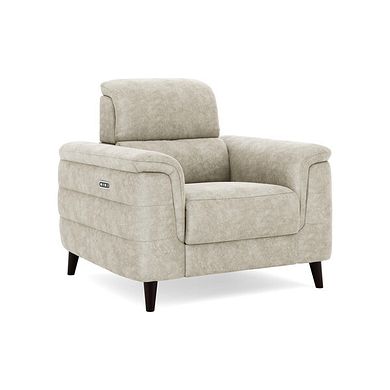 Cassius Power Recliner Armchair with Adjustable Power Headrest in Marble Cream Fabric