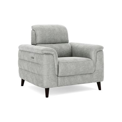 Cassius Power Recliner Armchair with Adjustable Power Headrest in Marble Silver Fabric
