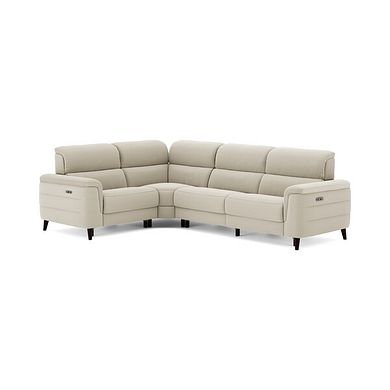 Cassius Right hand Corner Electric Recliner Sofa in Bella Barley White Fabric
