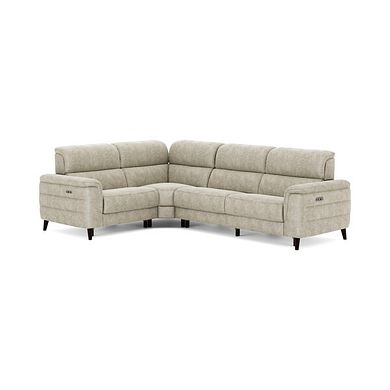 Cassius Right hand Corner Electric Recliner Sofa in Marble Cream Fabric