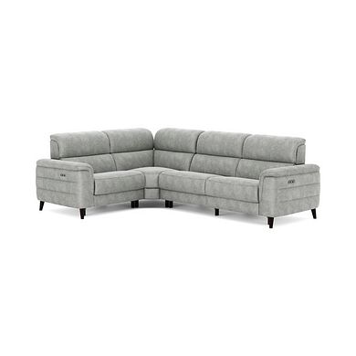 Cassius Right hand Corner Electric Recliner Sofa in Marble Silver Fabric
