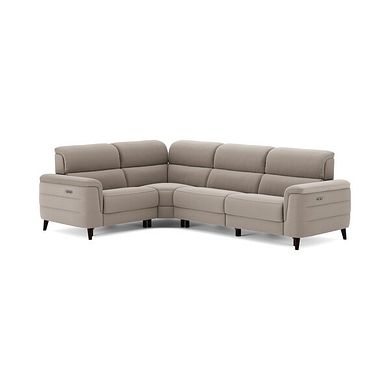 Cassius Right hand Corner Electric Recliner Sofa with Adjustable Power Headrests in Bella Latte Fabric
