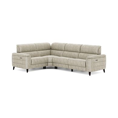 Cassius Right hand Corner Electric Recliner Sofa with Adjustable Power Headrests in Marble Cream Fabric