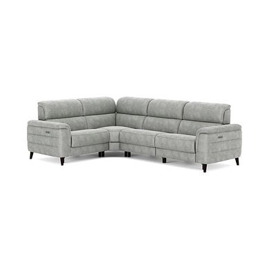 Cassius Right hand Corner Electric Recliner Sofa with Adjustable Power Headrests in Marble Silver Fabric