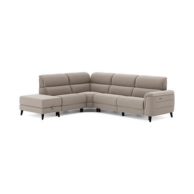 Cassius Right hand Corner Electric Recliner Sofa with Storage Chaise and Power Headrests in Bella Latte Fabric
