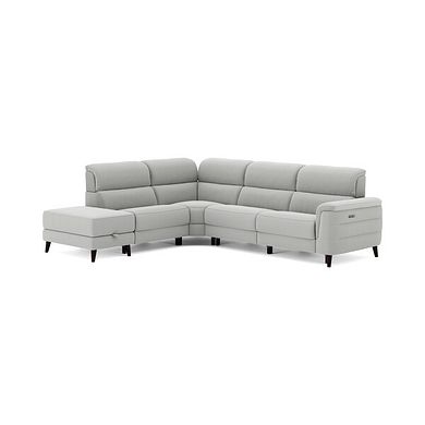 Cassius Right hand Corner Electric Recliner Sofa with Storage Chaise and Power Headrests in Bella Lead Grey Fabric