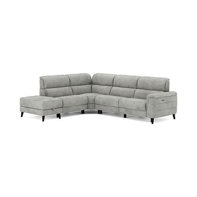 Cassius Right hand Corner Electric Recliner Sofa with Storage Chaise and Power Headrests in Dexter Stone Fabric