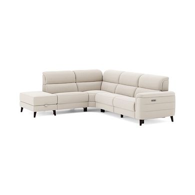 Cassius Right hand Corner Electric Recliner Sofa with Storage Chaise in Bella Barley White Fabric