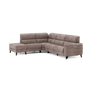 Cassius Right hand Corner Electric Recliner Sofa with Storage Chaise in Dexter Nutmeg Fabric