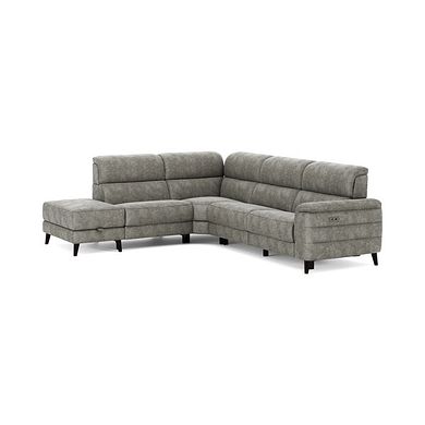 Cassius Right hand Corner Electric Recliner Sofa with Storage Chaise in Marble Mink Fabric
