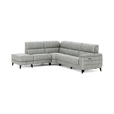 Cassius Right hand Corner Electric Recliner Sofa with Storage Chaise in Marble Silver Fabric