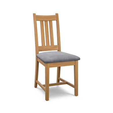 Classic Natural Oak Chair with Dappled Silver Fabric Seat