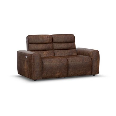 Cohen 2 Seater Electric Recliner in Ranch Dark Brown Fabric