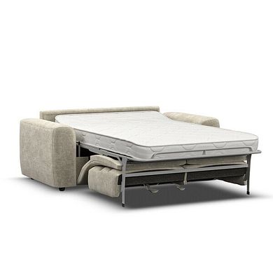 Cohen 3 Seater Sofa Bed in Plush Beige Fabric