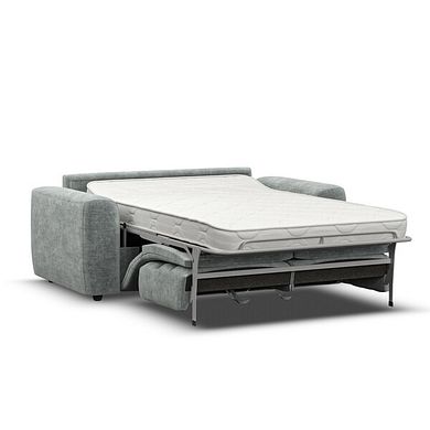 Cohen 3 Seater Sofa Bed in Plush Silver Fabric