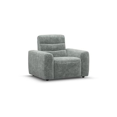 Cohen Electric Recliner Armchair in Plush Silver Fabric