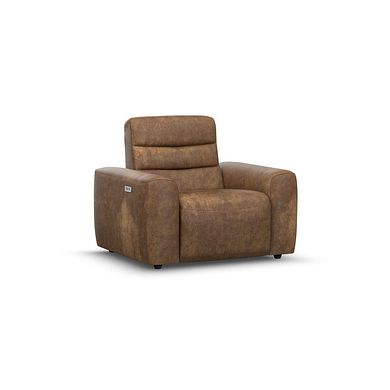 Cohen Electric Recliner Armchair in Ranch Brown Fabric