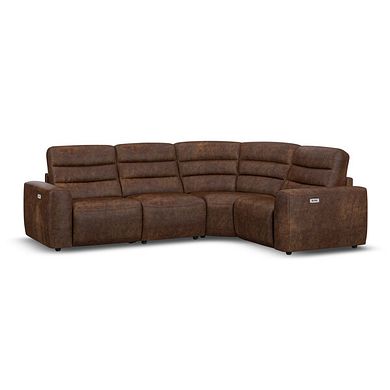 Cohen Group 2 Electric Recliner - Left Hand in Ranch Dark Brown Fabric