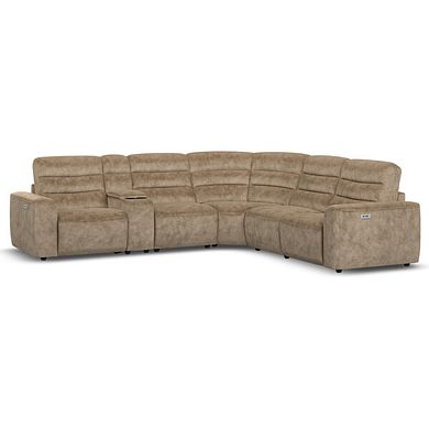 Cohen Group 3 Electric Recliner with 1 Console in Dapple Taupe Fabric