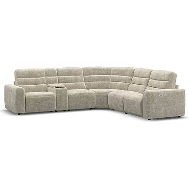 Cohen Group 3 Electric Recliner with 1 Console in Plush Beige Fabric