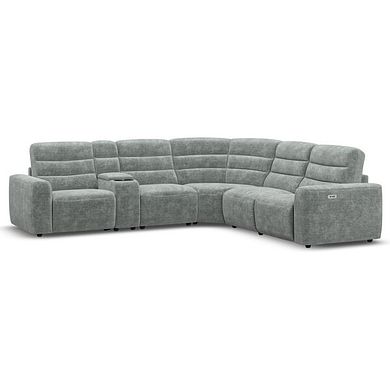 Cohen Group 3 Electric Recliner with 1 Console in Plush Silver Fabric