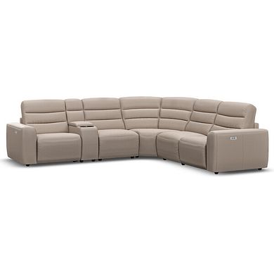 Cohen Group 3 Electric Recliner with 1 Console in Virgo Buff Leather