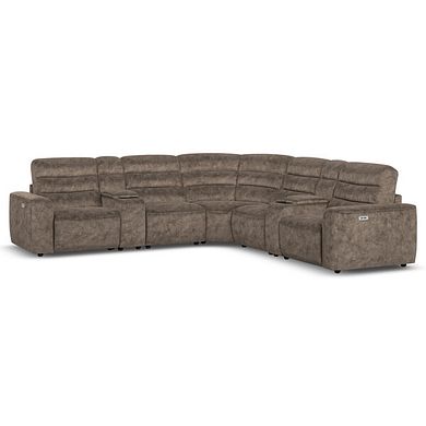 Cohen Group 3 Electric Recliner with 2 Consoles in Dapple Chocolate Fabric