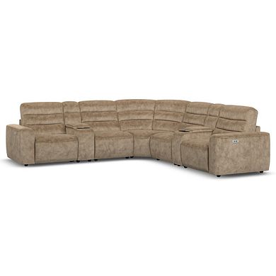 Cohen Group 3 Electric Recliner with 2 Consoles in Dapple Taupe Fabric