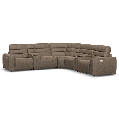 Cohen Group 3 Electric Recliner with 2 Consoles in Miller Earth Brown Fabric